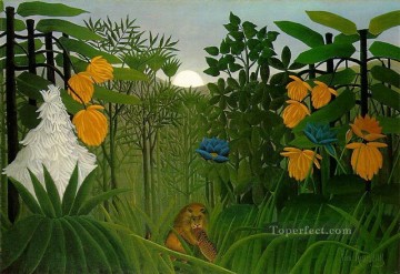 Enrique Rousseau Painting - La comida del león Henri Rousseau Postimpresionismo Primitivismo ingenuo